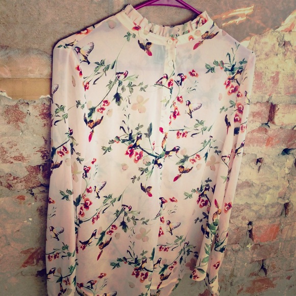 Forever 21 High Collar Button-Up Blouse - Picture 1 of 4